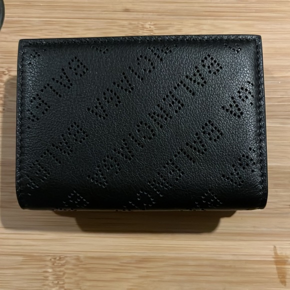 BALENCIAGA Leather Punching Mini Wallet Trifold Black Women Unused S1904 - Picture 3 of 16